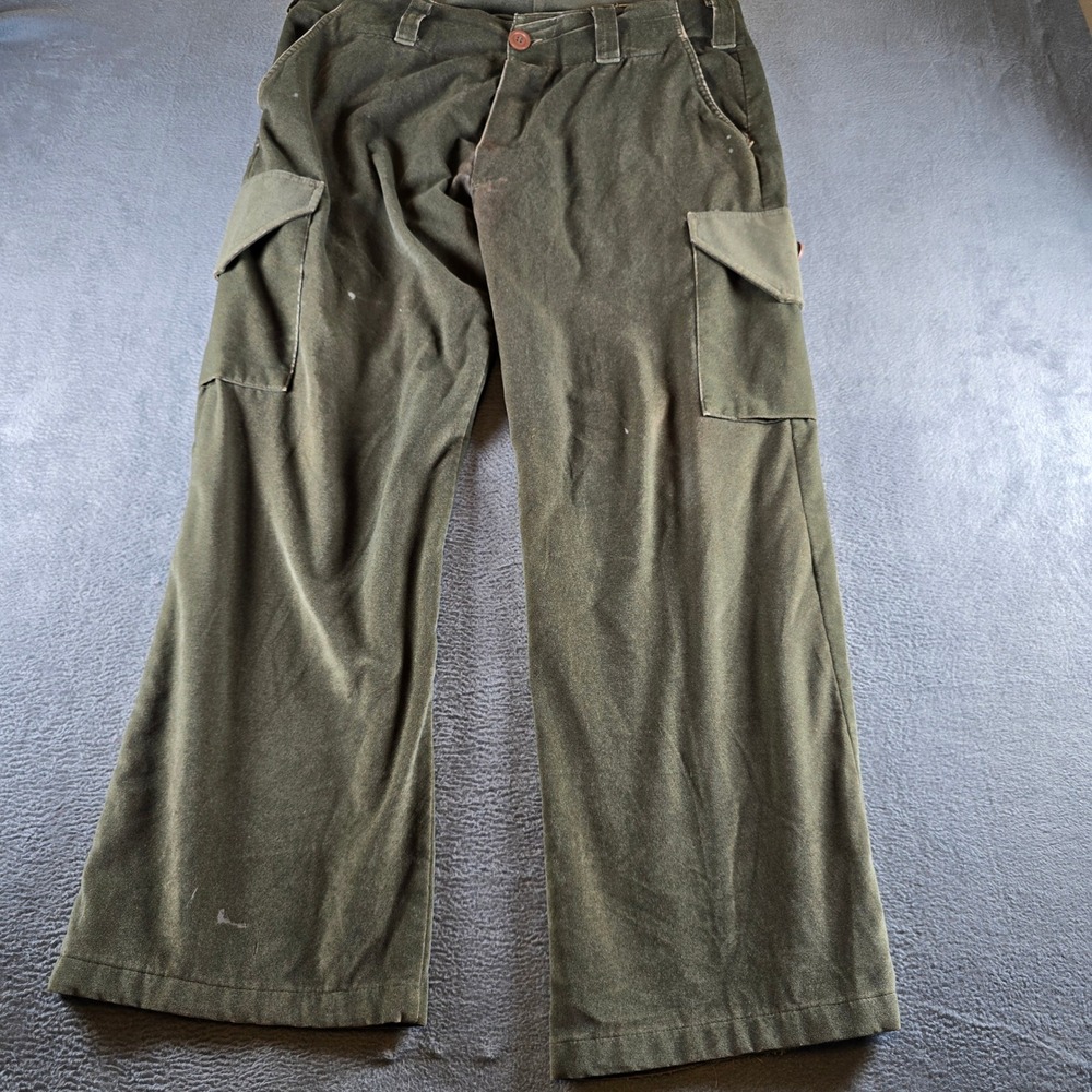 Day One Camouflage Fleece Hunting Pants Mens 35 Olive Green Cargo Made in USA